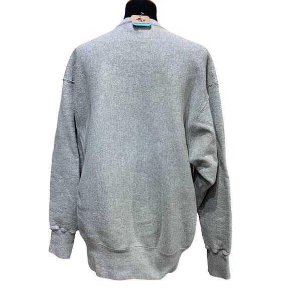 Hand Printed Upcycled XL Red Poppy Flower PolyCotton Long Sleeve Sweatshirt - Picture 3 of 3